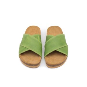 Zeleno-hnědé kožené pantofle 008054