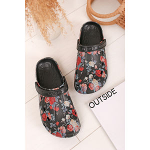 Dámské černé květované gumené sandály Tina Printed
