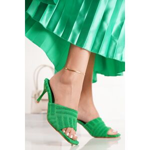 Zelené pantofle na tenkém podpatku Ciara