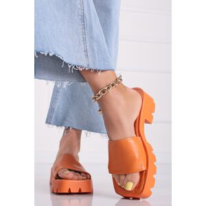 Oranžové pantofle na nízkém podpatku Lily
