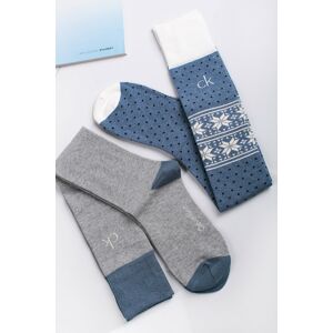 Modro-šedé vzorované vysoké ponožky Aileen
