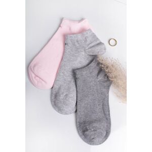 Šedo-růžové kotníkové ponožky Chloe - trojbalení