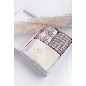 Růžové kárované ponožky v dárkové krabičce Demi