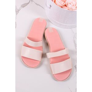 Smetanovo-růžové gumové pantofle Essencial Slide