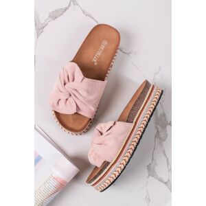 Světle růžové semišové platformové pantofle Venda
