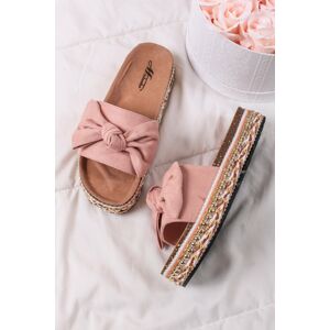 Světle růžové pantofle s mašlí Jenny