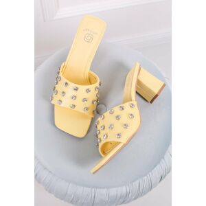 Žluté pantofle na hrubém podpatku Tassy