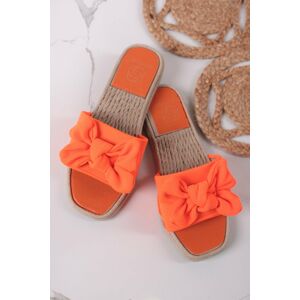 Oranžové nízké pantofle s mašlí Myla