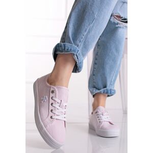 Světle růžové nízké tenisky Essential Sneaker In Seersucker