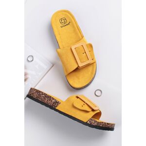 Žluté semišové platformové pantofle Abigail