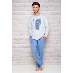 Pánské šedo-modré pyžamo Karol
