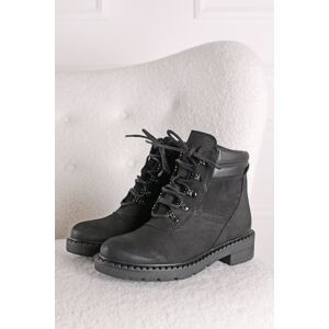 Černé kožené kotníkové boty 2-25202