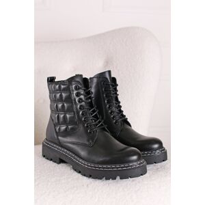Černé kožené kotníkové boty 2-25720