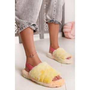 Růžovo-žluté plyšové sandály Dory