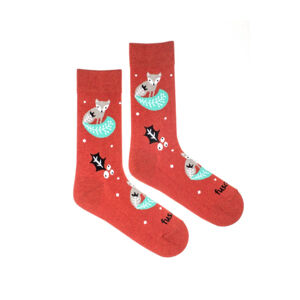 Červené vzorované ponožky Liškání