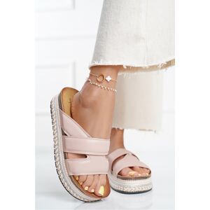 Růžové platformové pantofle Lea