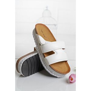 Bílé platformové pantofle Lea