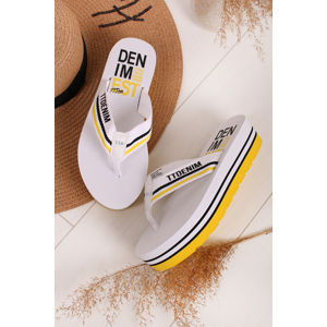 Bílo-žluté platformové pantofle 8095701