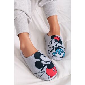 Dámské světle šedé vzorované pantofle Mickey