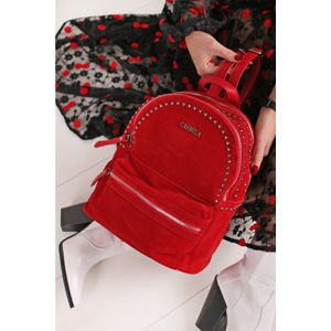 Červený kožený batoh 83314