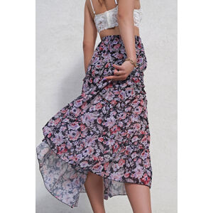 Černo-růžová květovaná maxi sukně Vivette