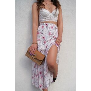 Růžovo-bílá květovaná maxi sukně Vivette