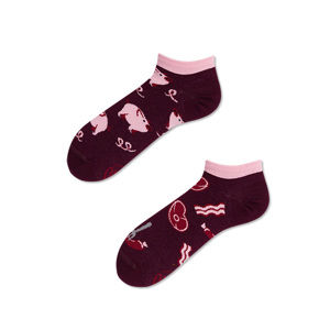 Bordově-růžové kotníkové ponožky Piggy Tales Low