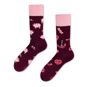 Bordově-růžové ponožky Piggy Tales