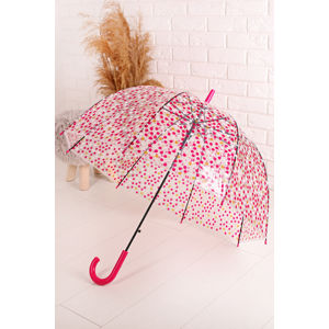 Růžový transparentní deštník Happy Dots