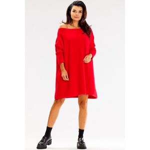 Červené svetrové oversized šaty A618