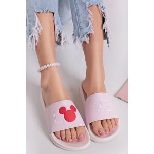 Růžovo-bílé pantofle Mickey Mouse