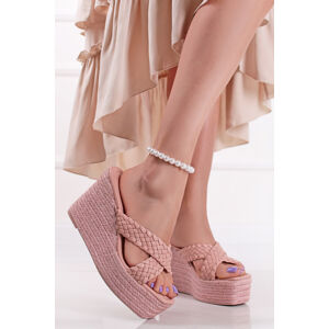 Světle růžové platformové pantofle Laureen