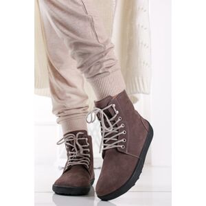 Hnědé kožené kotníkové barefoot boty Winter 2.0. Neo