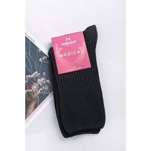 Černé bavlněné zdravotní ponožky s volným lemem Libena