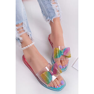 Vícebarevné nízké pantofle s mašlí Diora