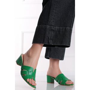 Zelené pantofle na hrubém podpatku Velna