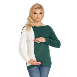 Zeleno-smetanový těhotenský pulovr 70039