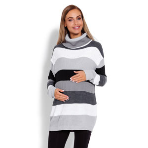 Šedý pruhovaný těhotenský pulovr 40012C
