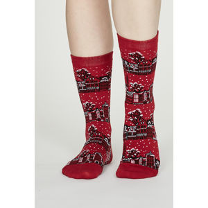 Červené vzorované ponožky Godelena Christmas Town