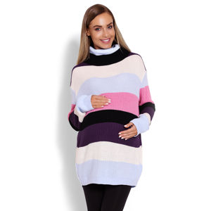 Fialový pruhovaný těhotenský pulovr 40012C
