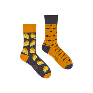 Oranžově-šedé ponožky Spox Sox Mouse and Cheese