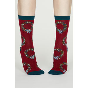Bordové vzorované ponožky Adella Bamboo Christmas Reef