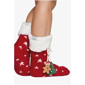 Bílo-červené zateplené ponožky 134070
