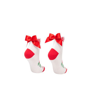 Červeno-bílé ponožky Folk Mašle