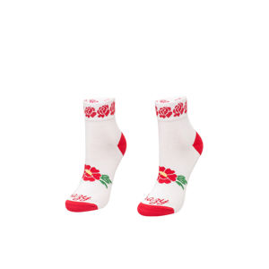 Červeno-bílé kotníkové ponožky Folk