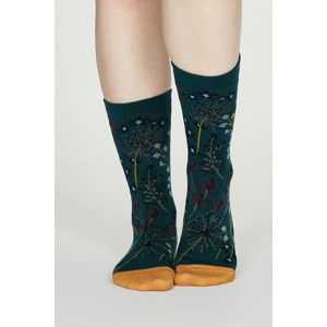Tmavě tyrkysové květované ponožky Amice Floral Socks