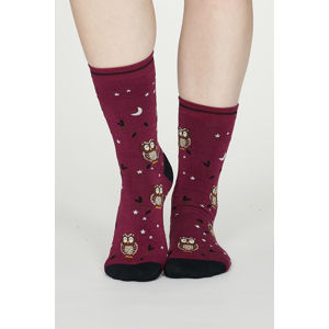 Bordové vzorované ponožky Night Owl Bamboo Socks