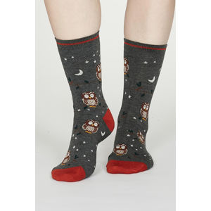 Tmavě šedé vzorované ponožky Night Owl Bamboo Socks