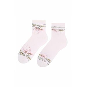 Růžovo-smetanové vzorované ponožky 099
