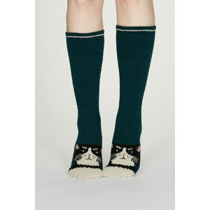 Tmavě tyrkysové vzorované ponožky Rebecca Fuzzy Socks